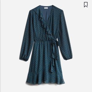 Mya Faux Wrap Ruffle Detail Dress.